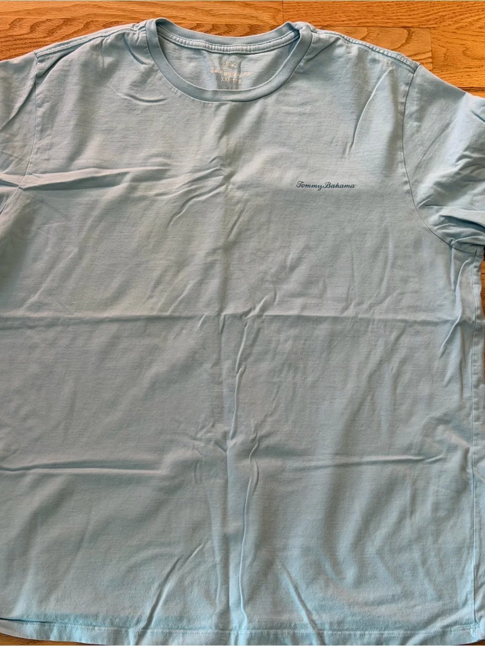 Tommy Bahama Light Blue Graphic Tee with Red and Yellow Print